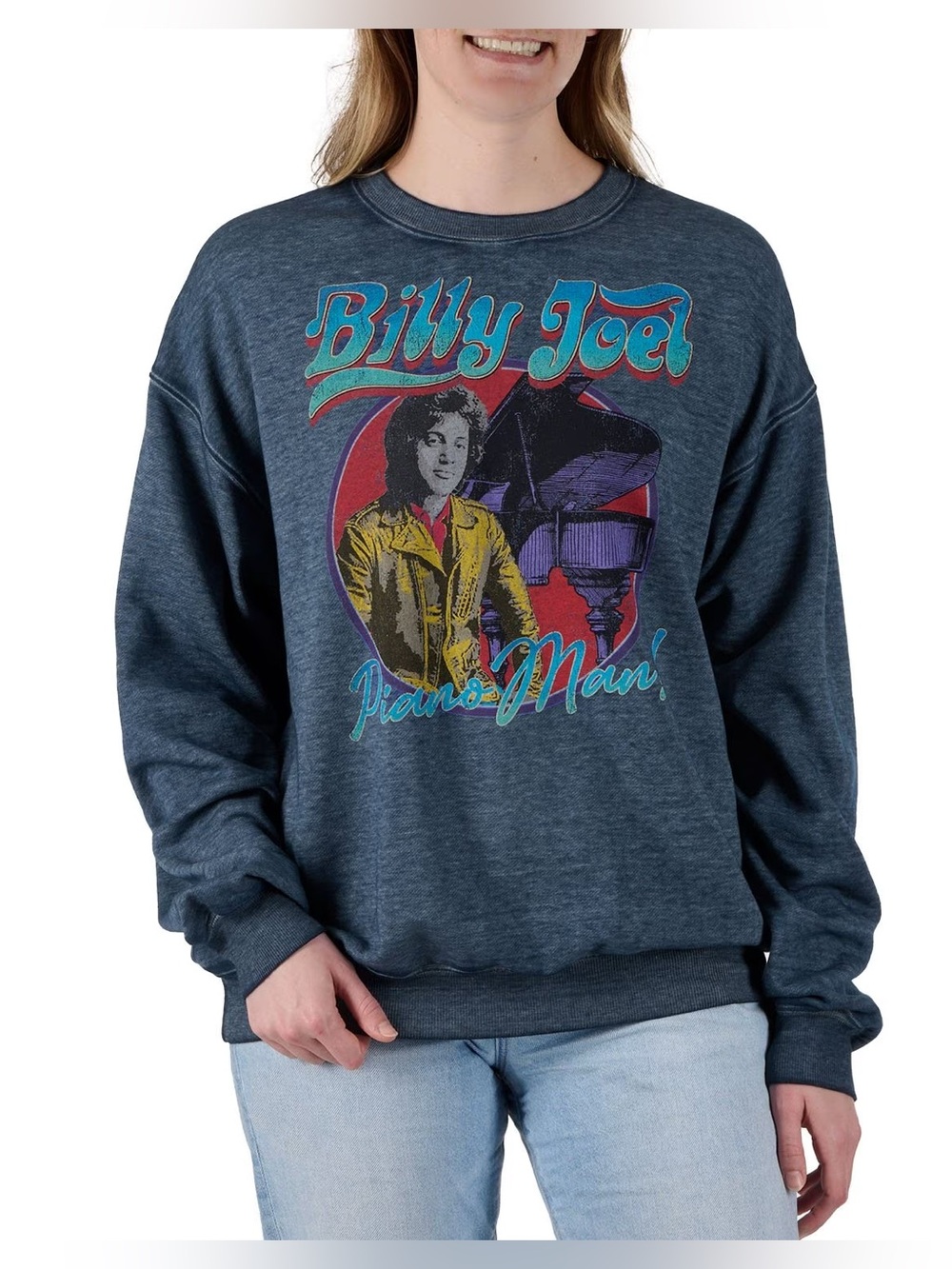 BILLY JOEL || Unisex Graphic Crewneck Sweatshirt - Navy. Sz. L